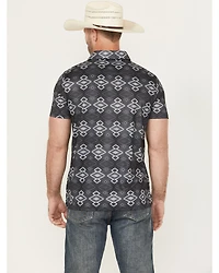 Rock & Roll Denim Men's Southwestern Striped Short Sleeve Button-Down Polo