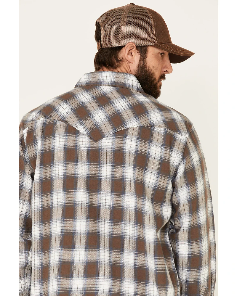 Resistol Men's Cedar Ombre Plaid Print Long Sleeve Snap Western Shirt