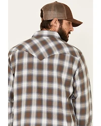 Resistol Men's Cedar Ombre Plaid Print Long Sleeve Snap Western Shirt