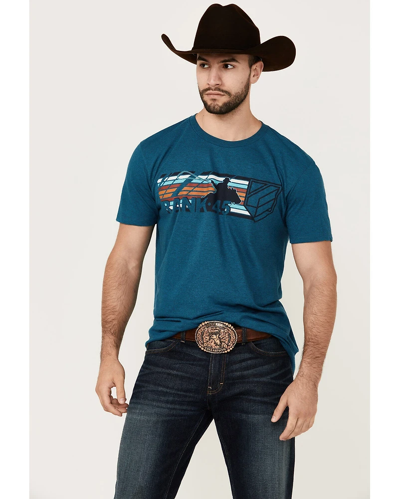 RANK 45® Men's Logo Chute Gate Serape Striped Print Short Sleeve Graphic T-Shirt