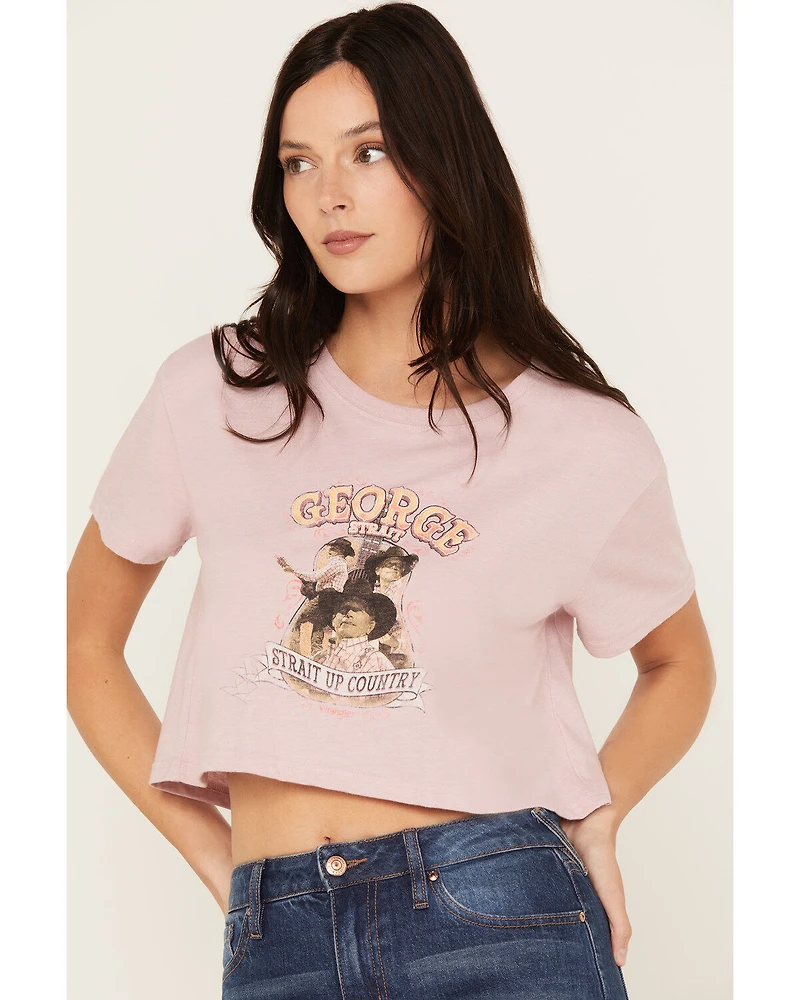 George Strait by Wrangler Women's Up Country Short Sleeve Graphic Cropped Tee