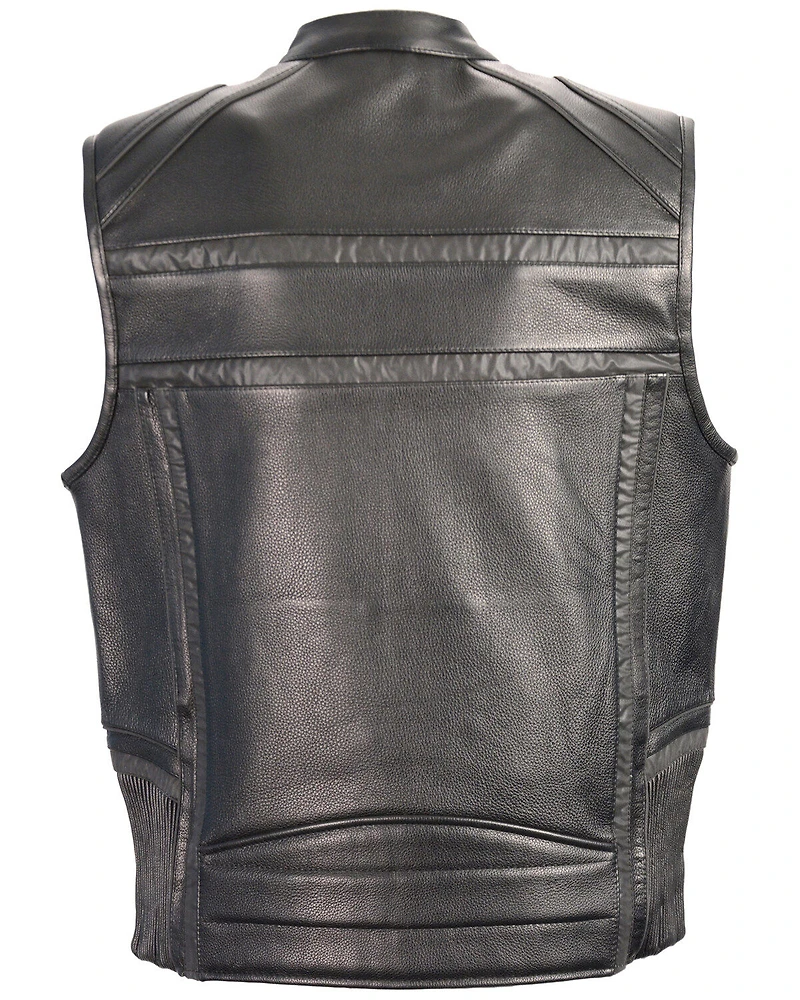 Milwaukee Leather Men's Reflective Band & Piping Zip Front Vest - 3X
