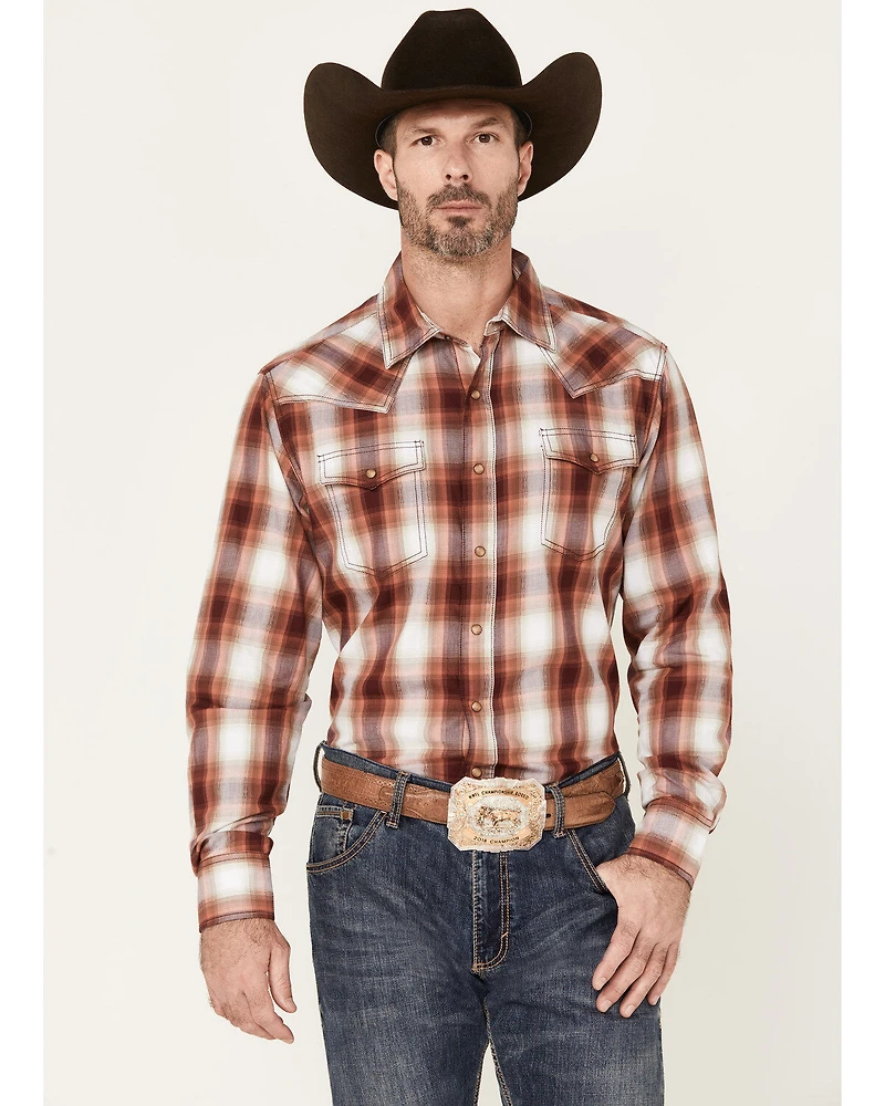Wrangler Retro Men's Plaid Print Long Sleeve Snap Western Shirt