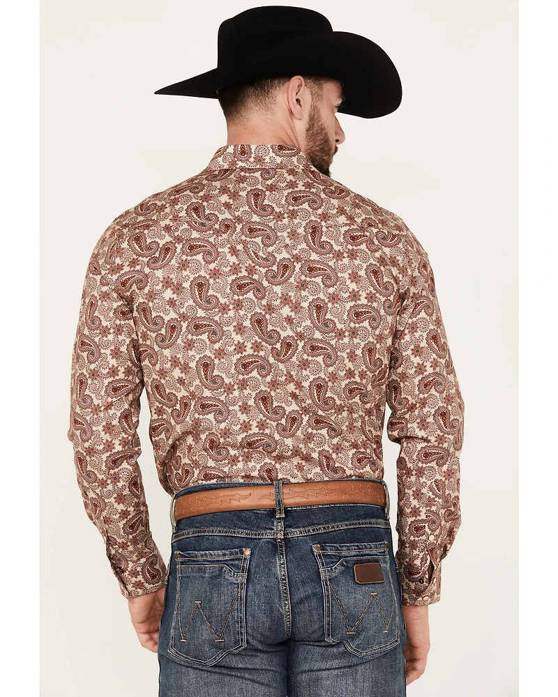 Rock & Roll Denim Men's Paisley Print Stretch Long Sleeve Snap Western Shirt