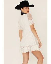 Maia Bergman Women's Ori Crochet Eyelet Short Sleeve Mini Dress