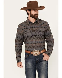 Cody James Men's Sebine Southwestern Print Long Sleeve Snap Flannel Shirt