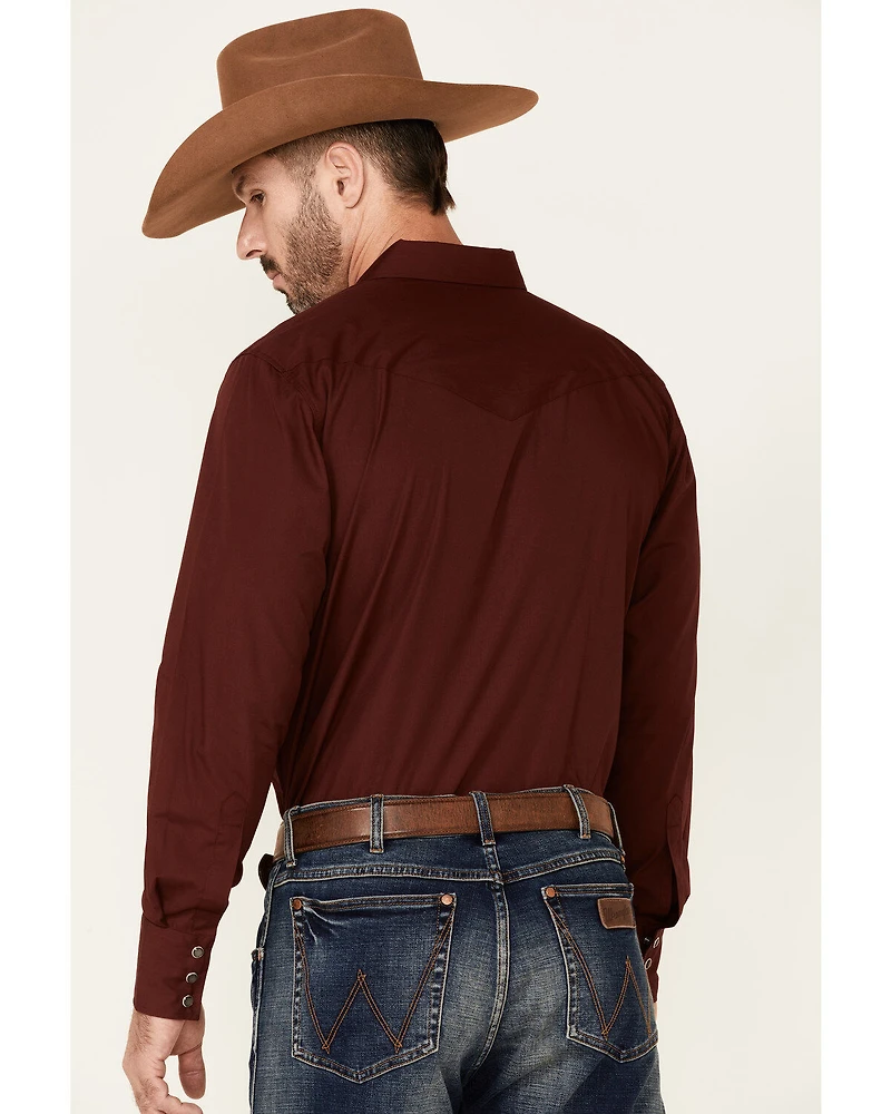 Gibson Men's Basic Solid Long Sleeve Pearl Snap Western Shirt