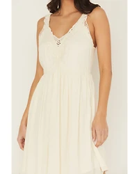 Shyanne Women's Crochet Trim Sleeveless Mini Dress