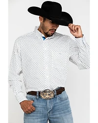 Resistol Men's White Stuart Geo Print Long Sleeve Western Shirt