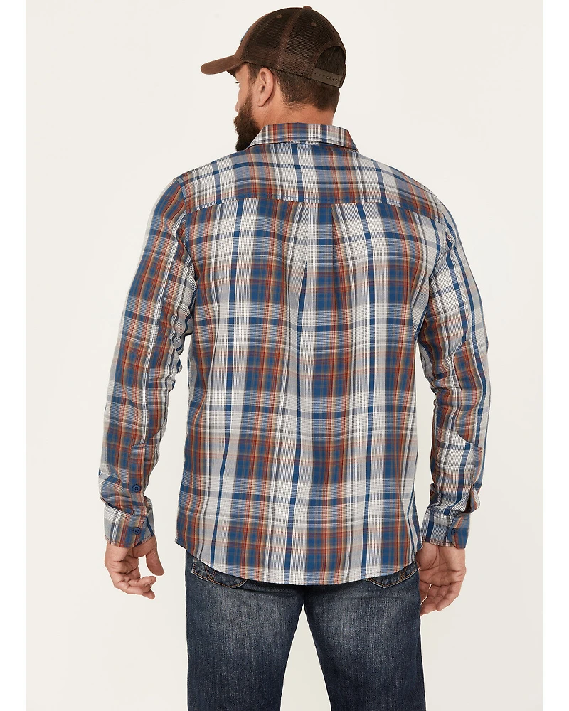Brothers and Sons Men's Plaid Print Long Sleeve Button Down Performance Western Shirt