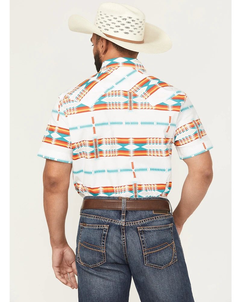 Rock & Roll Denim Men's Southwestern Print Short Sleeve Snap Stretch Western Shirt