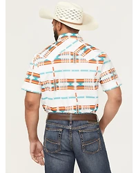 Rock & Roll Denim Men's Southwestern Print Short Sleeve Snap Stretch Western Shirt