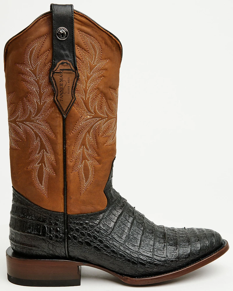 Tanner Mark Men's Caiman Print Western Boots - Round Toe