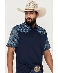 RANK 45® Men's Denton Color Block Short Sleeve Button-Down Polo Shirt