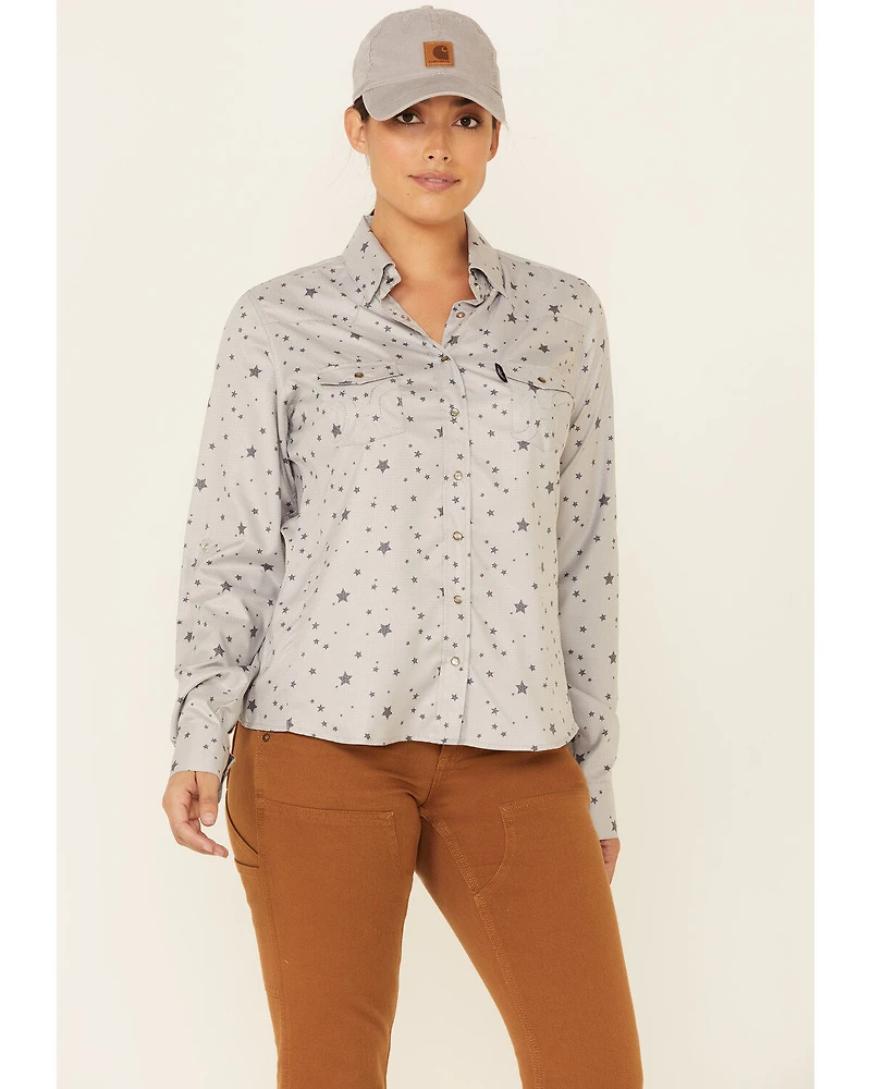 Hooey Women's Star Print Habitat Sol Lightweight Long Sleeve Pearl Snap Western Core Shirt
