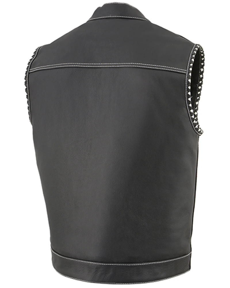 Milwaukee Leather Men's Old Glory Laced Arm Hole Concealed Carry Leather Vest - 4X