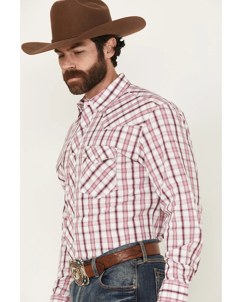 Wrangler Men's 20X Plaid Print Long Sleeve Button-Down Stretch Western Shirt