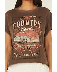 Cleo + Wolf Women's Country Roads Short Sleeve Cropped Graphic Tee