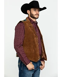 Scully Leatherwear Men's Southwestern Knit Back Suede Vest
