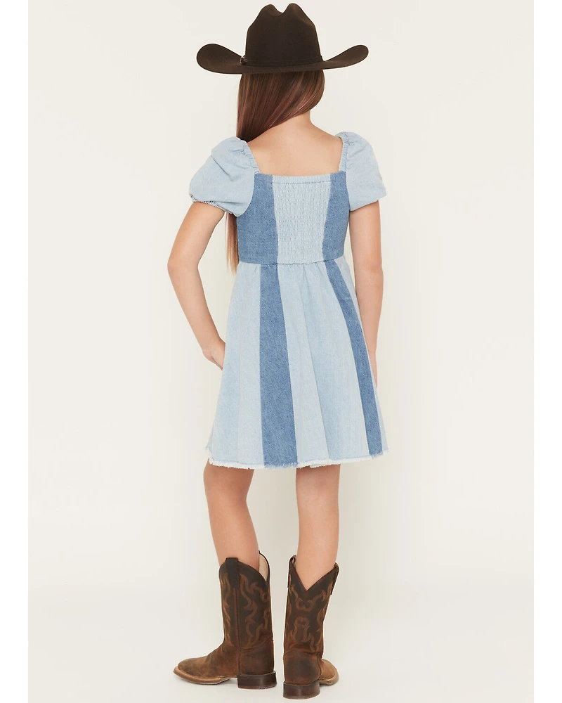 Self Esteem Girls' Short Sleeve Denim Dress