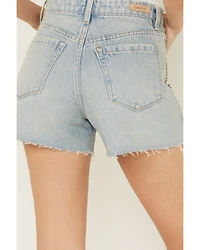 Blank NYC Women's Starstruck Light Wash High Rise Embellished Front Pocket Shorts