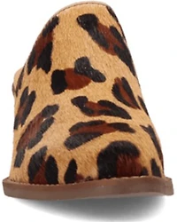 Dingo Women's Calico Leopard Print Hairon Mules - Round Toe