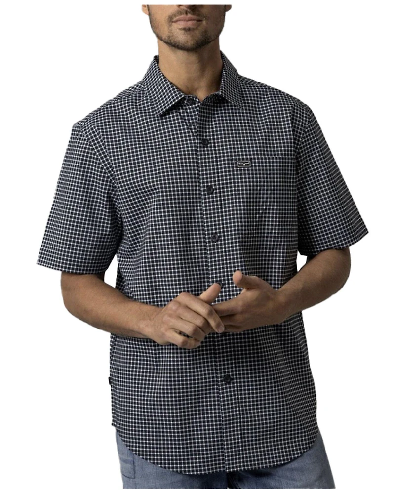 Kimes Ranch Men's MC Copper Plaid Print Short Sleeve Button-Down Stretch Performance Shirt