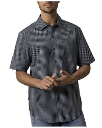 Kimes Ranch Men's MC Copper Plaid Print Short Sleeve Button-Down Stretch Performance Shirt