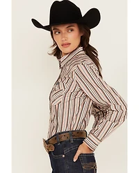 Wrangler Retro Women's Striped Print Long Sleeve Snap Western Shirt