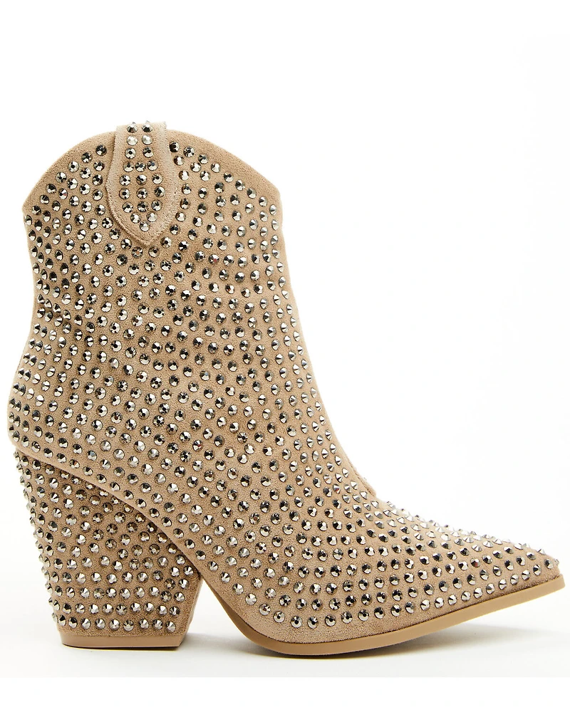 Very G Women's Swagger Rhinestone Booties - Snip Toe
