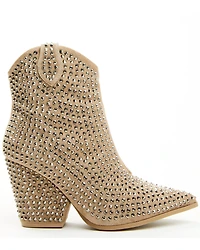 Very G Women's Swagger Rhinestone Booties - Snip Toe