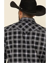 Rock & Roll Denim Men's Black Med Plaid Long Sleeve Western Shirt