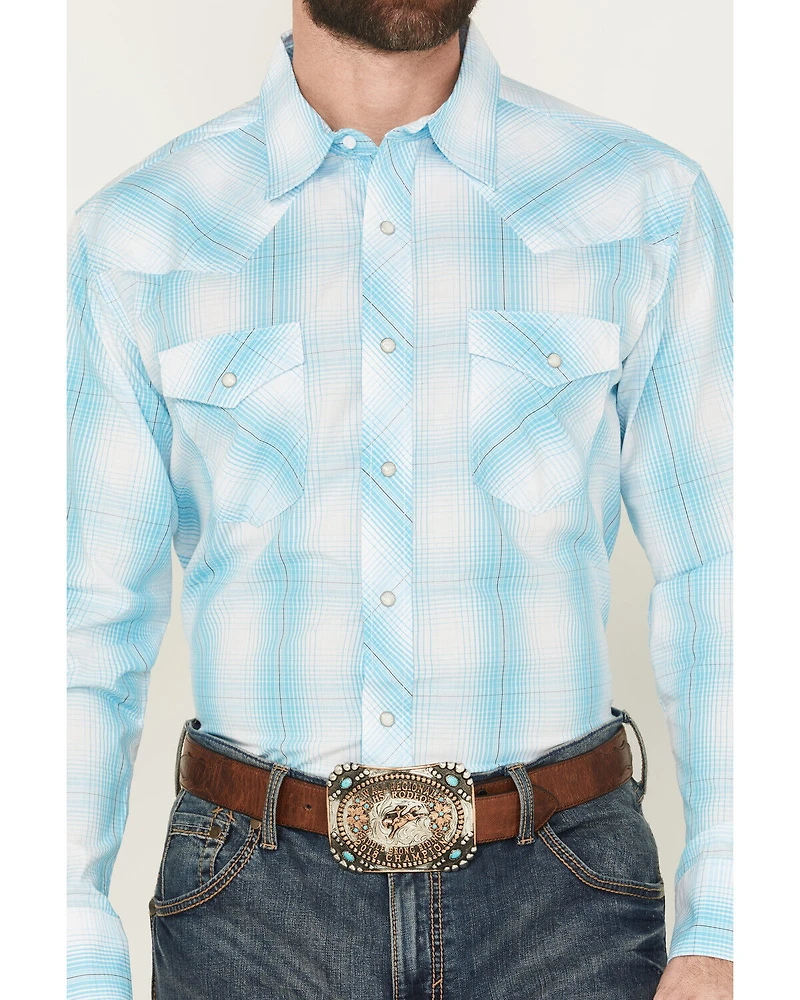 Wrangler Men's 20X Plaid Print Long Sleeve Snap Stretch Western Shirt