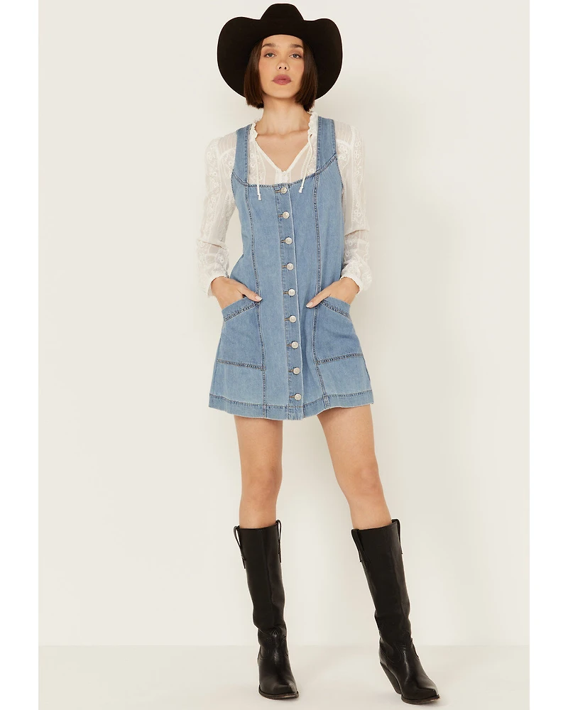 Cleo + Wolf Women's Rigid Oakes Medium Wash A-Line Denim Mini Dress