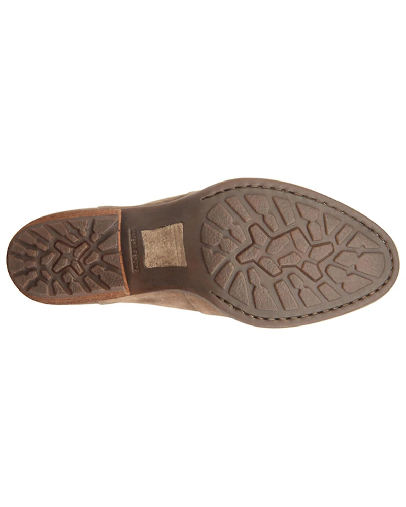 Born Women's Distressed Taupe Kerri Full-Grain Fashion Bootie - Round Toe