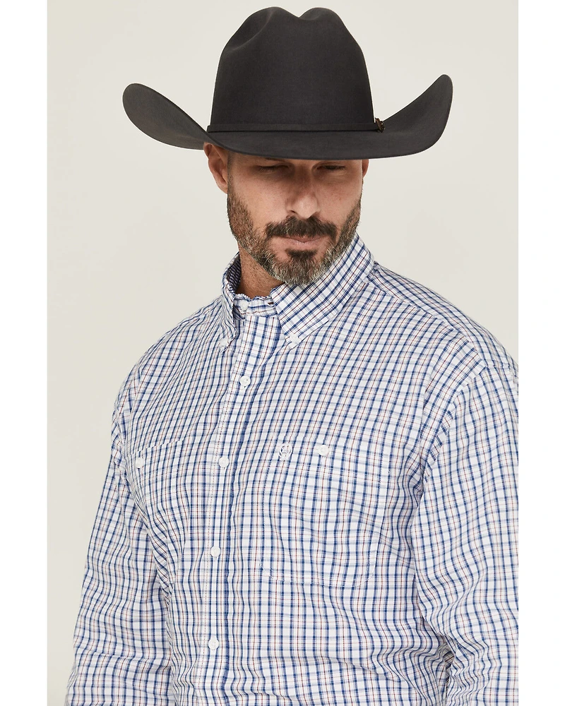 Wrangler Men's Plaid Print Long Sleeve Button-Down Stretch Western Shirt