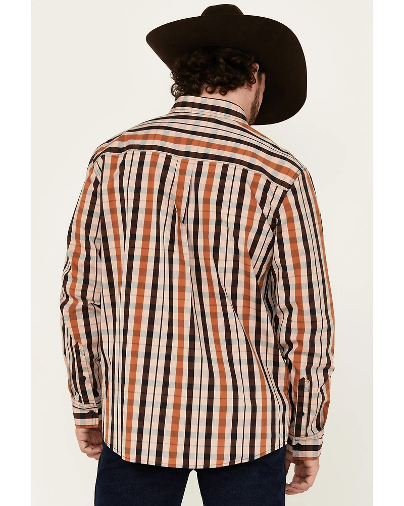 RANK 45® Men's Dakota Plaid Print Long Sleeve Button-Down Performance Western Shirt
