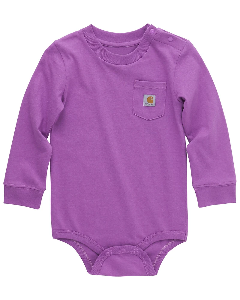 Carhartt Infant Boys' Logo Pocket Long Sleeve Onesie