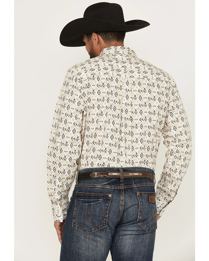 RANK 45® Men's Centralia Medal Geo Print Long Sleeve Button-Down Stretch Western Shirt