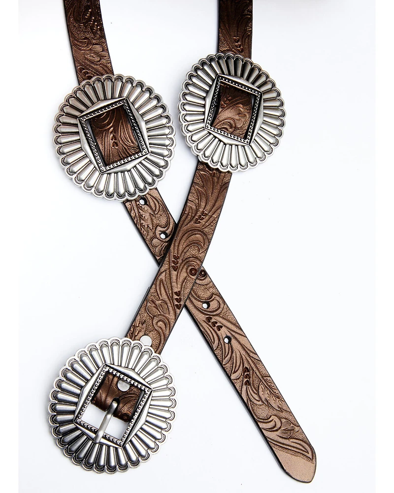 Shyanne Women's Tooled Metallic Concho Belt