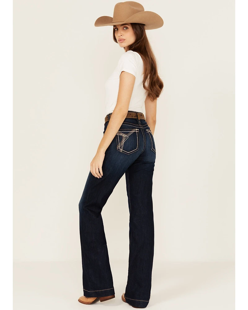 Ariat Women's Lizzie Dark Wash Mid Rise Trouser Stretch Denim Jeans