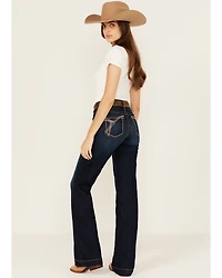 Ariat Women's Lizzie Dark Wash Mid Rise Trouser Stretch Denim Jeans
