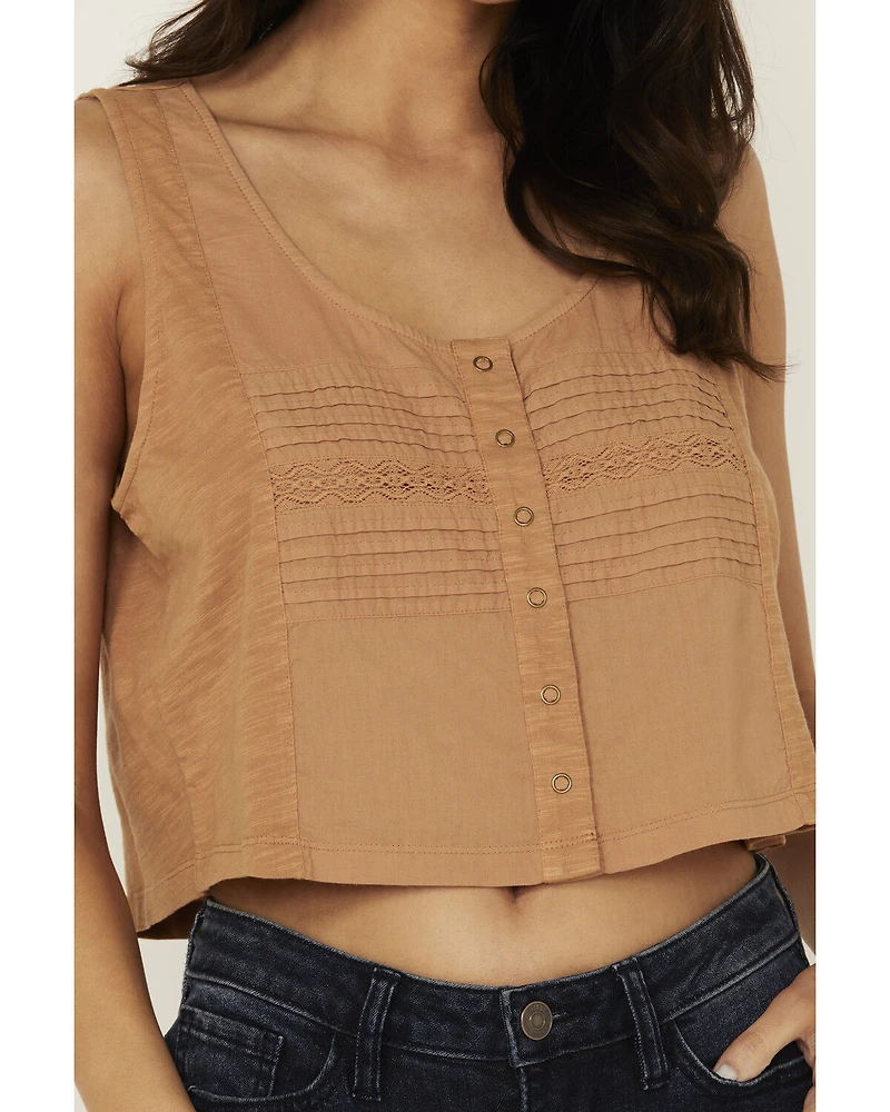 Cleo + Wolf Women's Brighton Cropped Pintuck Tank