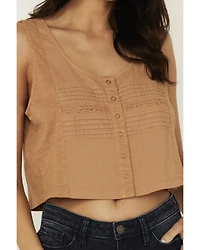 Cleo + Wolf Women's Brighton Cropped Pintuck Tank
