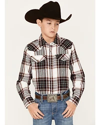 Cody James Boys' Plaid Print Long Sleeve Button-Down Flannel Shirt