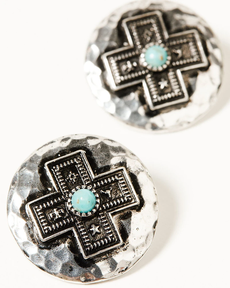 Shyanne Women's Southwestern Antique Cross Stud Earrings
