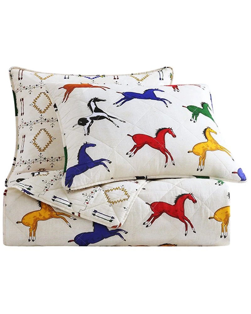 HiEnd Accents Wild Horses Reversible 3 Piece Quilt Set - King Size