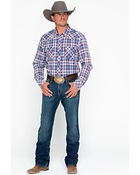 Rock & Roll Denim Men's Double Dye Plaid Print Long Sleeve Western Shirt