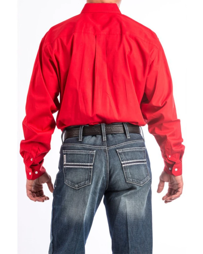 Cinch Men's Solid Long Sleeve Button-Down Western Shirt