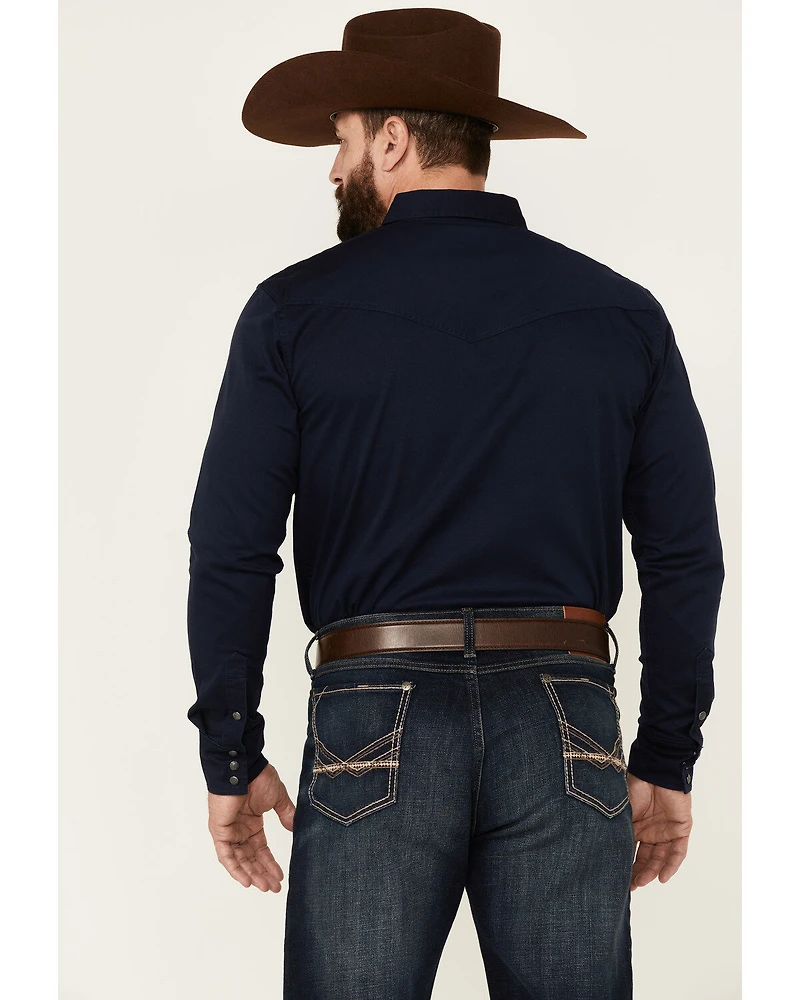 Blue Ranchwear Men's Heavy Twill Long Sleeve Snap Stretch Western Shirt